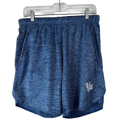 Young‎ LA Mens Drawstring Shorts Blue Athletic Large Pockets Gym Running USA - Picture 1 of 9